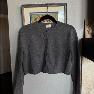 Aritzia Charcoal Cropped Crew Cardigan